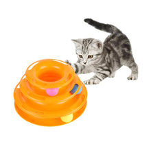 Load image into Gallery viewer, Funny Pet Toys Cat Crazy Ball Disk Interactive Amusement Plate Play Disc Trilaminar Turntable Two Layer Cat Toy Tower Track Disc