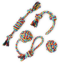 Load image into Gallery viewer, 4pcs Kit Dog Interactive Toys Colorful Cotton Ropes For Large Dogs Pet Game Green Rope Ball Puppy Molar Teeth Cleaning Chew Toy