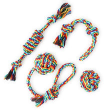 Load image into Gallery viewer, 4pcs Kit Dog Interactive Toys Colorful Cotton Ropes For Large Dogs Pet Game Green Rope Ball Puppy Molar Teeth Cleaning Chew Toy