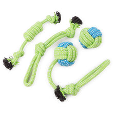 Load image into Gallery viewer, 4pcs Kit Dog Interactive Toys Colorful Cotton Ropes For Large Dogs Pet Game Green Rope Ball Puppy Molar Teeth Cleaning Chew Toy